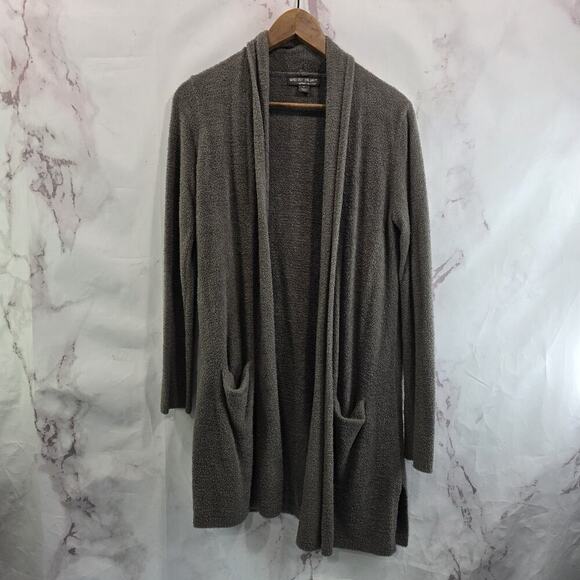Barefoot Dreams Sweater Small Taupe Brown Bamboo Chic Lite Cardigan Wrap Long - Picture 1 of 12